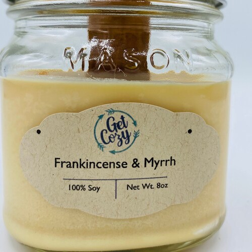 FRANKINCENSE & MYRRH Wood Wick 8oz Soy Candle. Mason Jar Etsy