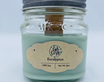 Crackle candle Fall candle Delicious scent. ASPEN WOODS wood wick 16oz soy candle jar candle