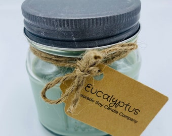 Delicious scent. WINTER CABIN HIDEAWAY wood wick 8oz soy candle Mason jar candle Crackle candle Fall candle