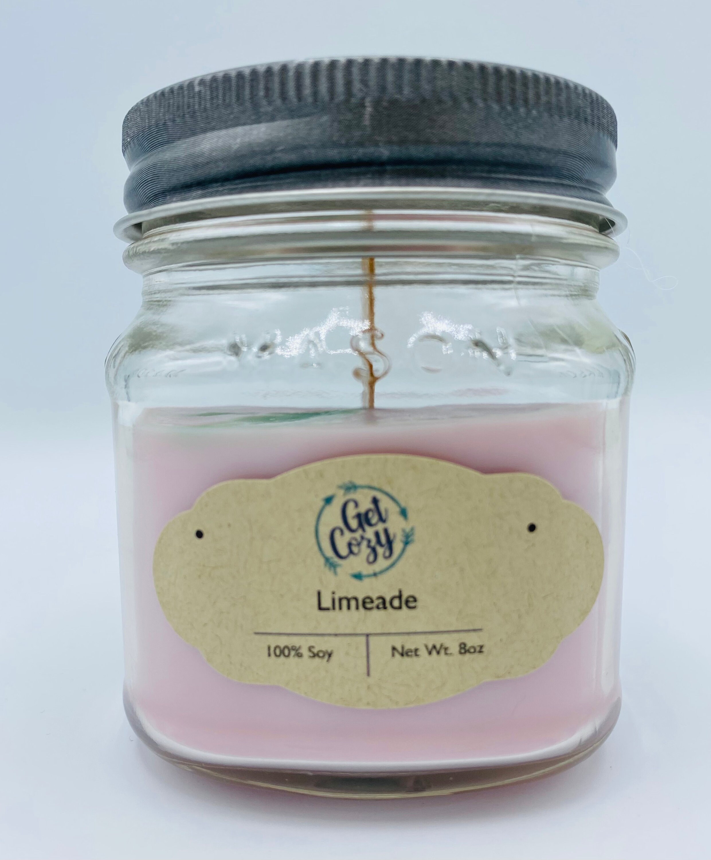 LIMEADE Wood Wick 8oz Soy Candle. Mason Jar Candle. Crackle Etsy