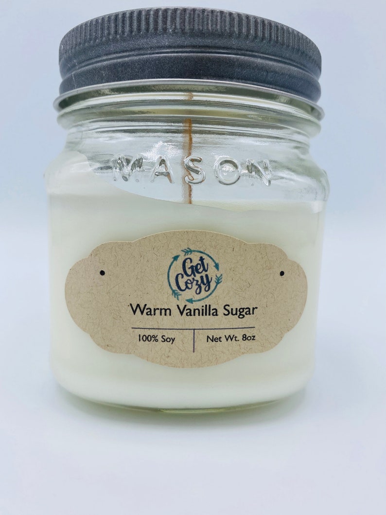 WARM VANILLA SUGAR Wood Wick 8oz Soy Candle. Mason Jar Candle. Etsy