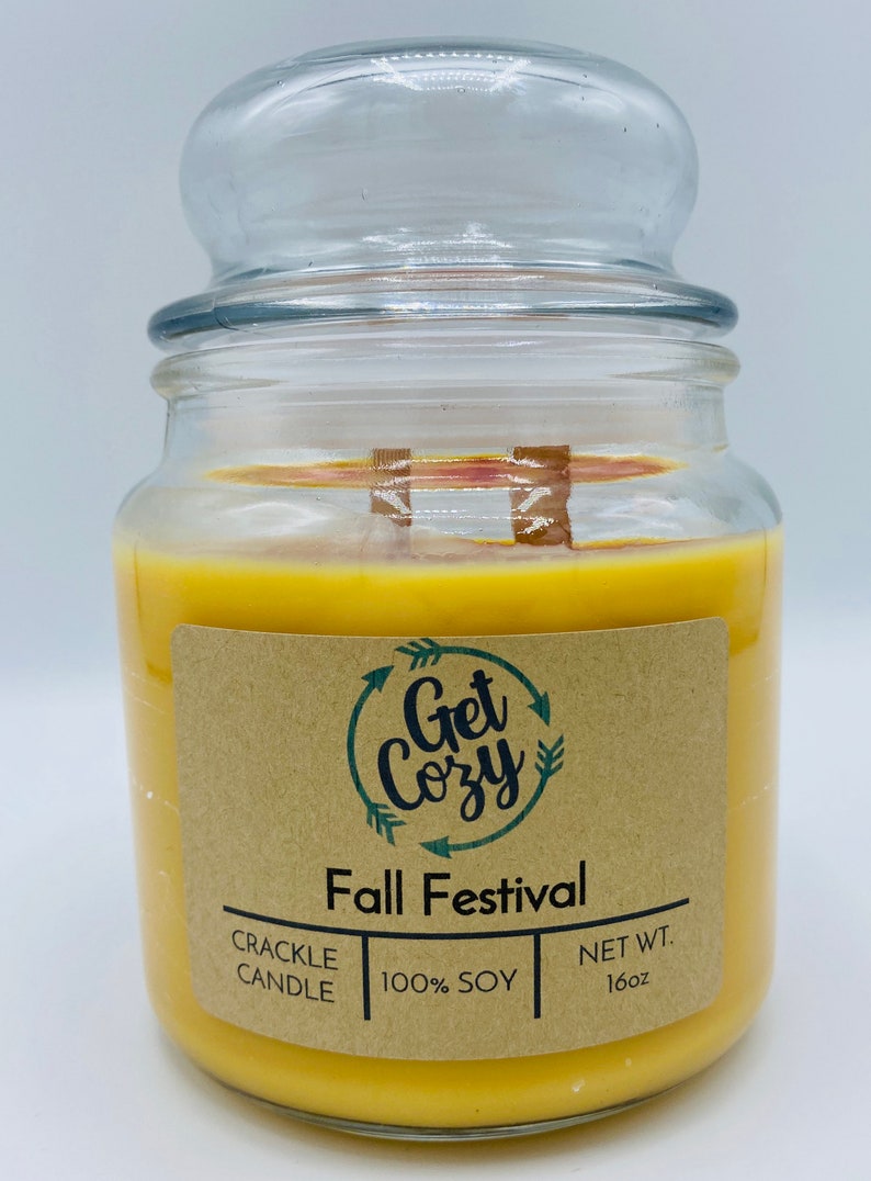 FALL FESTIVAL Wood Wick 8oz Soy Candle. Mason Jar Candle. Etsy