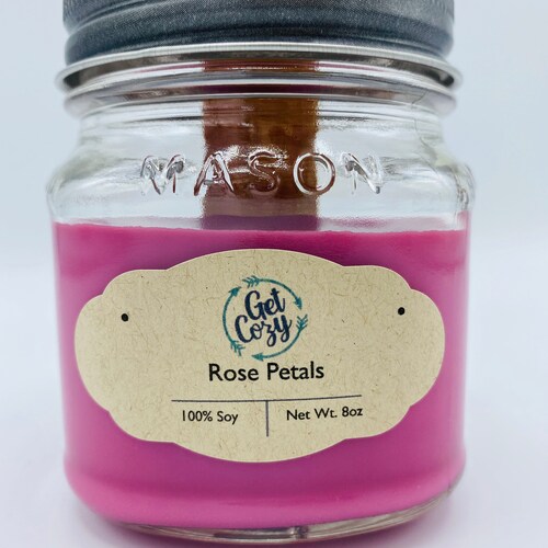 SUN & SEA Wood Wick 8oz Soy Candle. Mason Jar Candle. Crackle Etsy