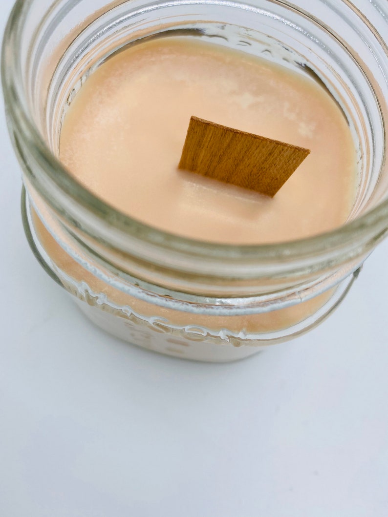 Fall candle Mason jar candle Crackle candle Delicious scent. STRUDEL /& SPICE wood wick 8oz soy candle