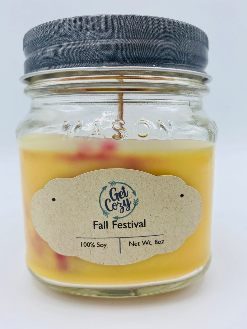 FALL FESTIVAL Wood Wick 8oz Soy Candle. Mason Jar Candle. Etsy