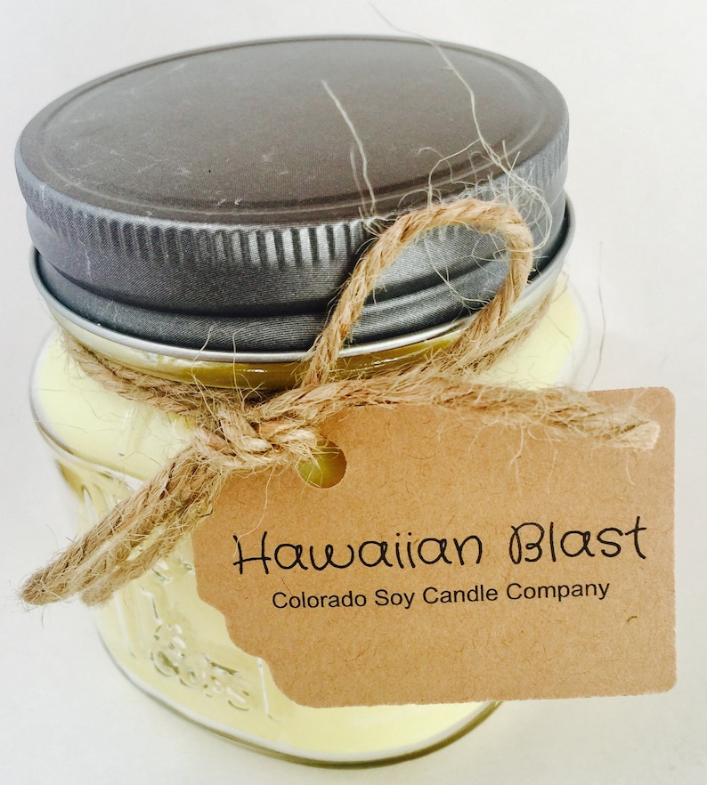 HAWAIIAN BLAST Wood Wick 8oz Soy Candle. Mason Jar Candle. Etsy