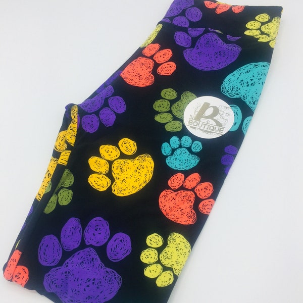 PUPPY PAWPRINT LEGGINGS. Super soft leggings. Leggings. High waisted leggings. Buttery Soft. summer leggings.  lightweight leggings.