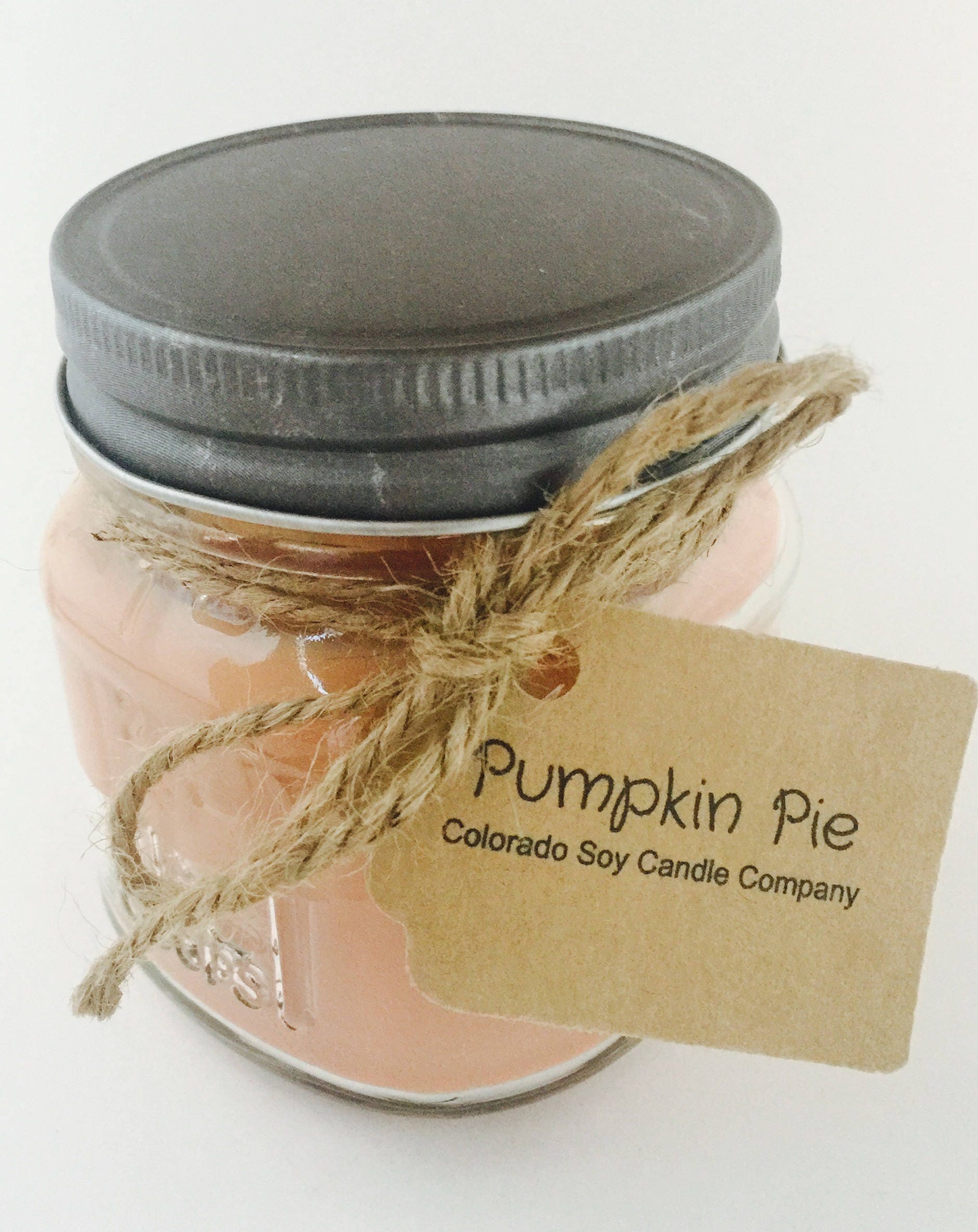 PUMPKIN PIE wood wick 8oz soy candle. Mason jar candle. Crackle candl…