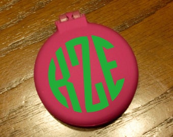 Personalized Monogram Compact Brush with Mirror