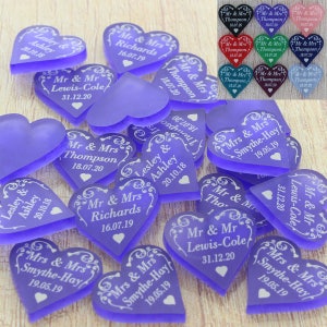 Heart Wedding Favours Personalised Table Decorations Swirl Love Hearts Mr & Mrs Name Confetti Mini Favors Keepsake Venue Decor Heart Gifts