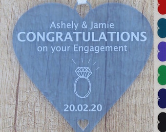 Congratulations on your Engagement Personalised Heart You're Engaged Couples Gift ANY NAMES & Proposal Date Keepsake - Little Shop of Wishes