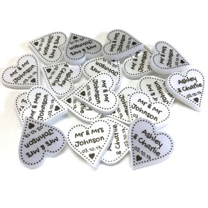 Personalised 30th Pearl Wedding Anniversary Decorations Mini Love Heart Favours Parents Couples Names Party Table Decor - 2cm 3cm 4cm Hearts