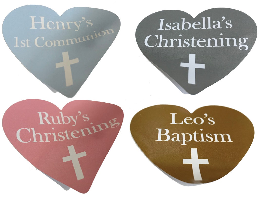 Personalised Christening Decorations Name Stickers Pink Blue Etsy