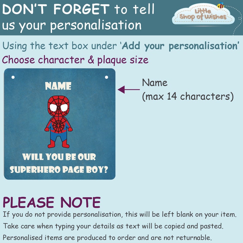 Page Boy Proposal Gifts Personalised Superhero Name Paige Boy Etsy UK