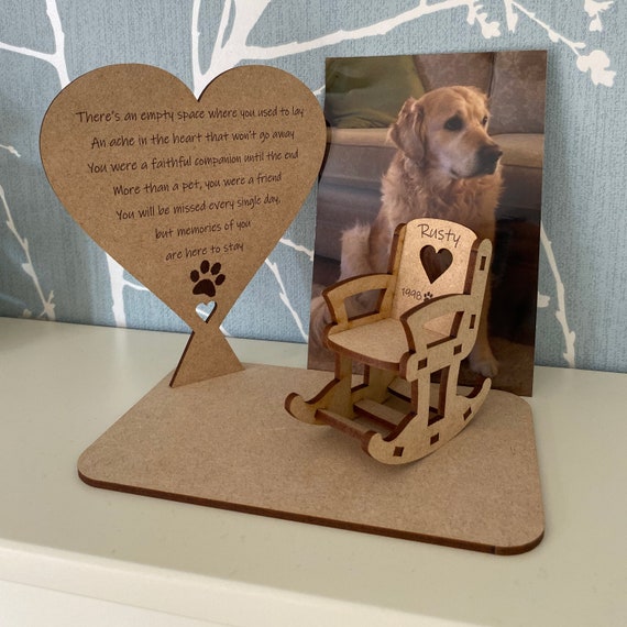 dog cat personalised memorial wooden heart keepsake gift 10cm