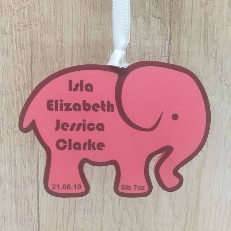 Personalised New Baby Gift Girls Boys Elephant Decoration Girl Etsy UK