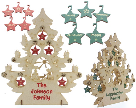 10 x Snowflake Christmas Wood Tree Decorations MDF Family Craft Decor Art 40mm 
