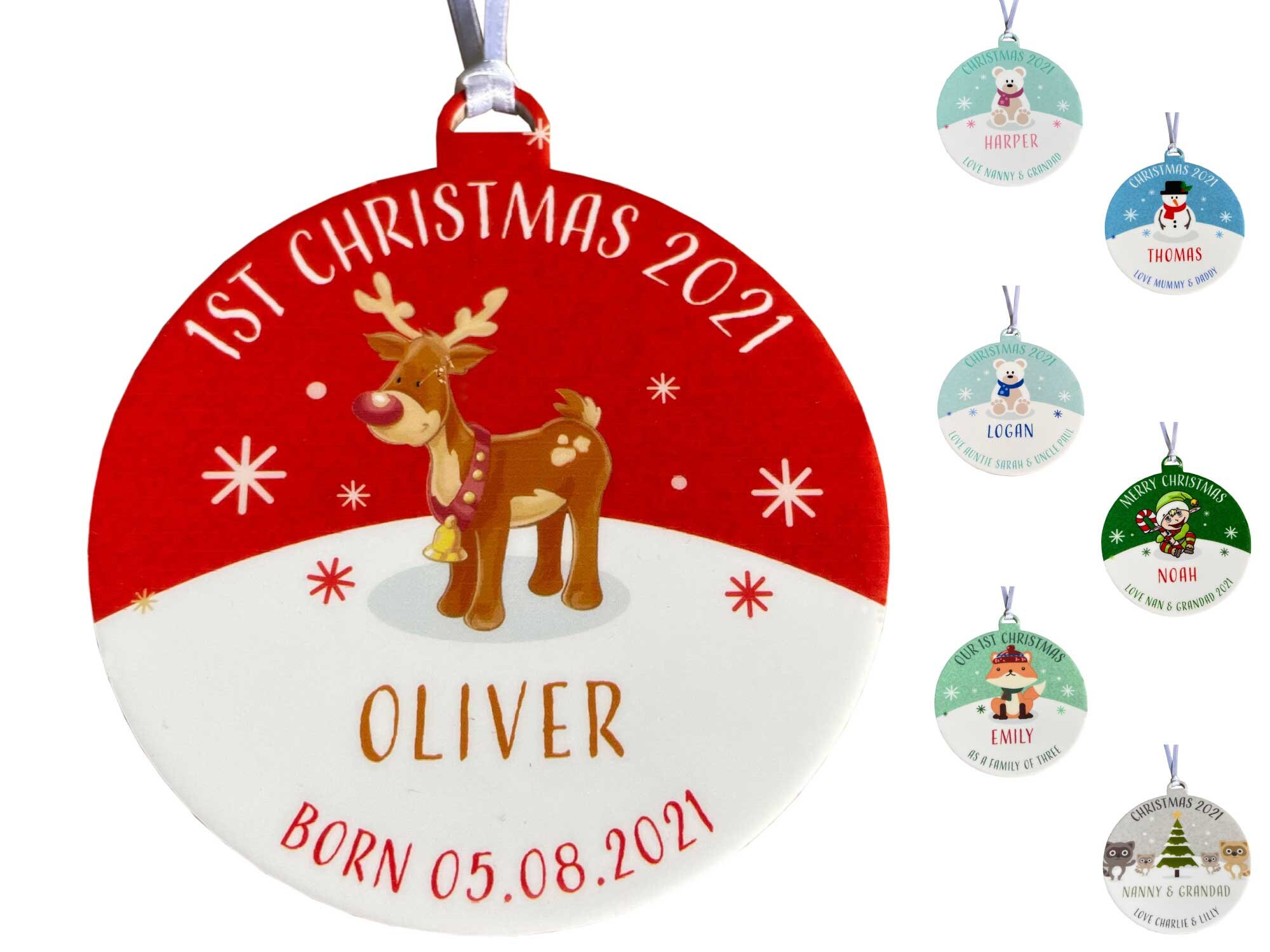 Baby's First Christmas Bauble Personalised Stocking Filler Boys G…