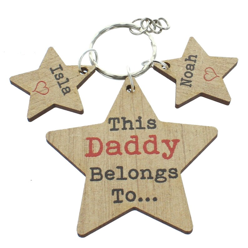 This Daddy Belongs To Keyring Personalised Fathers Day Gifts for Dad Grandad Mummy Grandpa Present Custom Family Children/'s Name Decoration