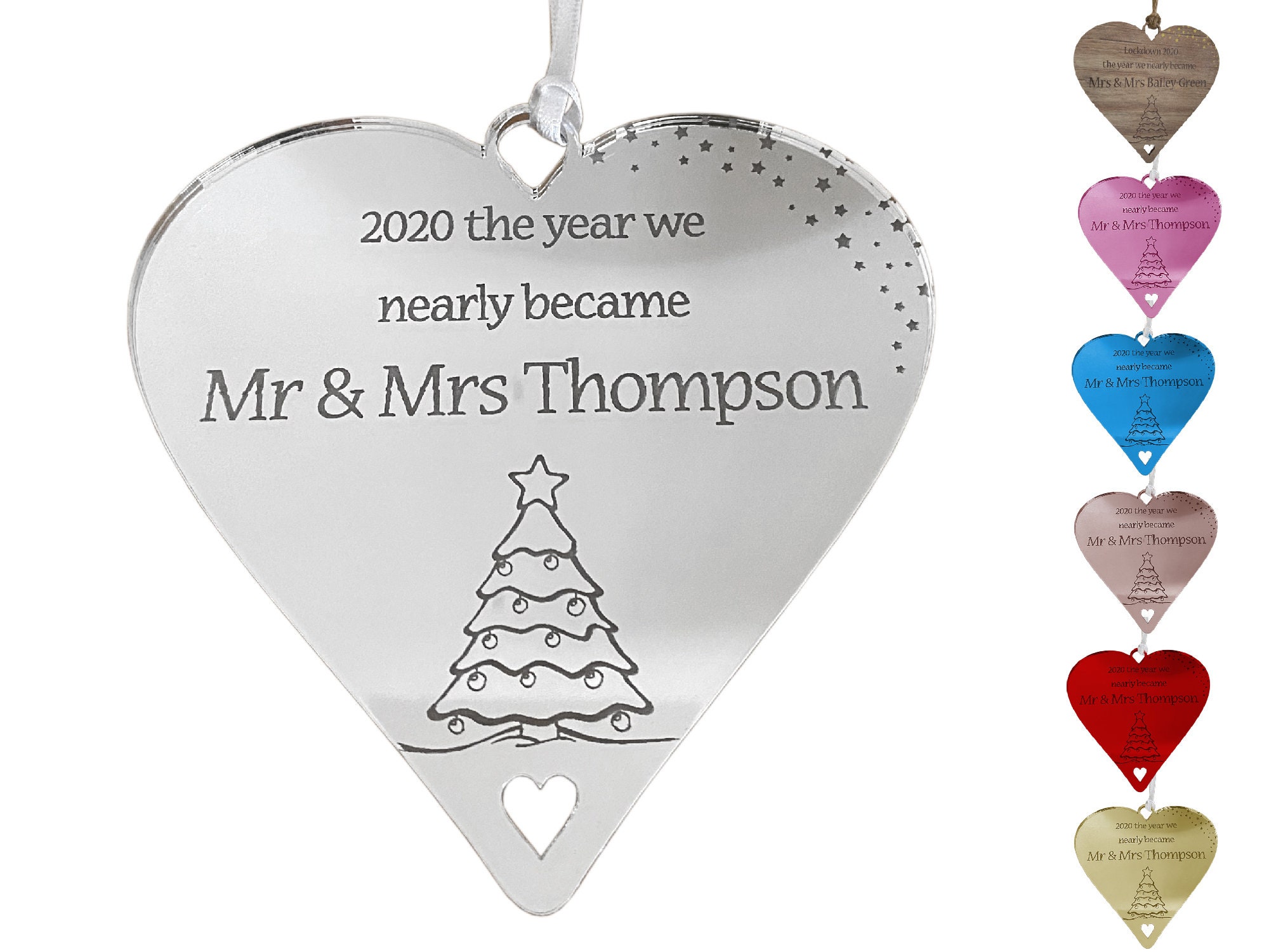 Personalised Nearly Married 2021 Christmas Bauble Almost Mr & Mrs Tre…