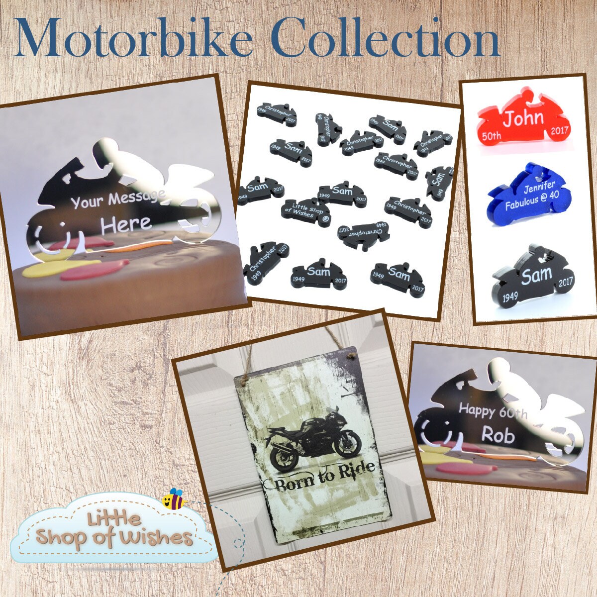Motorbike Cake Toppers Personalised Bikers Birthday | Etsy