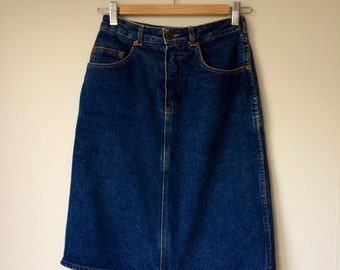 Ladies vintage skirt, 1980s denim pencil skirt, Buffalo