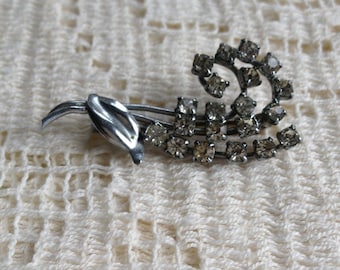 Vintage rhinestone brooch, accessory, jewelry, hat scarf pin