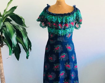 Vintage maxi dress, boho, hippie chic, floral print