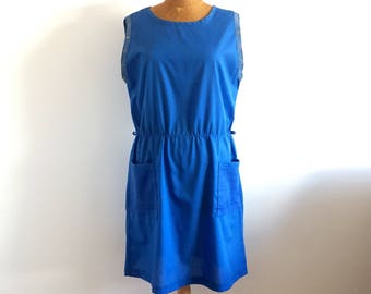 Vintage sleeveless dress, blue, pockets