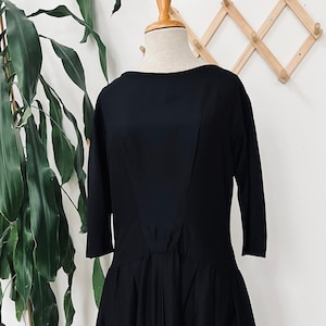 Vintage black dress, midi length, cocktail dress, formal