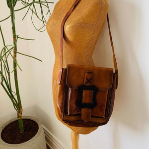 Monedero/bolso de piel vintage, rústico, boho chic, hippie