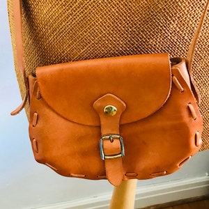 Vintage leather purse, boho chic, brown bag