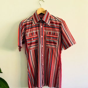 Vintage mens shirt, short sleeve, summer