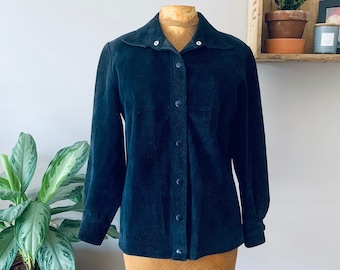 Vintage suede jacket / shirt / blazer, blue, boho  chic, work wear