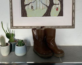 Vintage childrens boots, brown, winter, lined, unisex