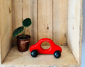 Vintage wooden car, baby push toy