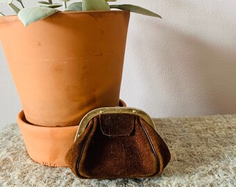 Vintage coin pouch/change purse, suede leather