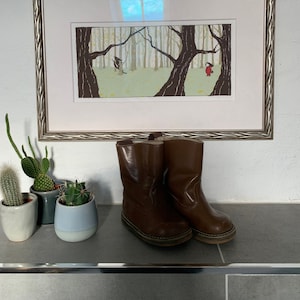 Vintage childrens boots, brown, winter, lined, unisex