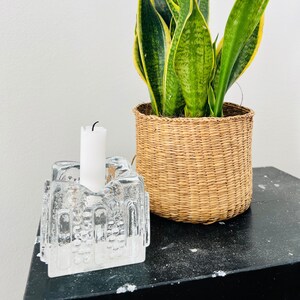 Vintage candle holder, crystal glass, Swedish design, housewarming gift