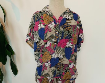 Ladies vintage floral cotton boluse/shirt