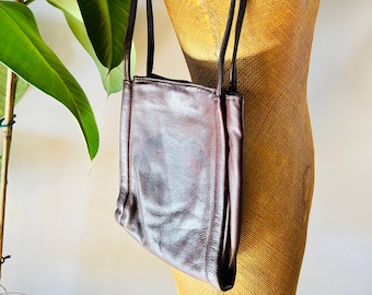 Vintage leather purse / bag,1980s, brown, retro, slouchy, boho chic