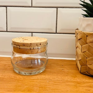 Vintage lidded jar, glass, cork
