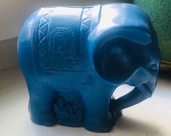 Vintage elephant bank/piggy bank, blue, kids room