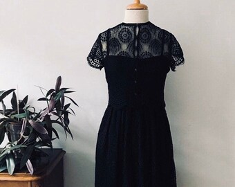 XS Vintage Neiman-marcus Black Lace Cocktail Dress - Etsy