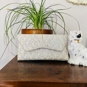 Vintage white clutch / bag, silver sparkle, prom, wedding
