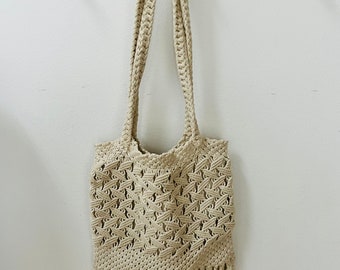 Vintage crochet purse, macrame bag, boho, fringe