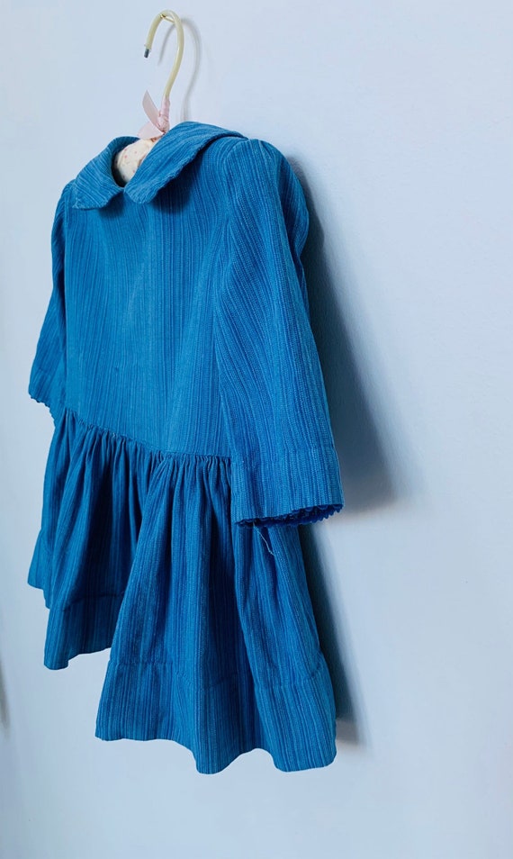 Vintage blue dress, baby girls boho, cotton - image 4