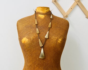Vintage bone necklace—mid century beaded statement