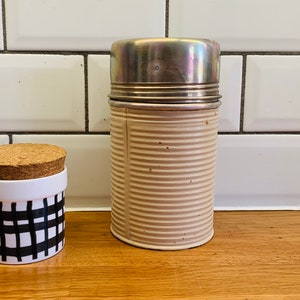 Vintage metal thermos, vacuum flask, pink, kitchen decor