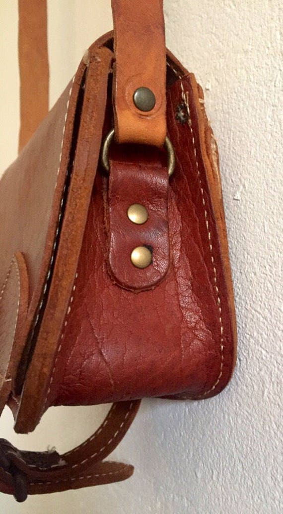 Vintage leather bag/purse/shoulder bag,  boho chic - image 4